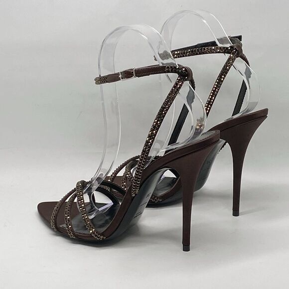 Saint Laurent Ava Sandals in Crepe Satin with Rhinestones size 38 - Picture 10 of 16